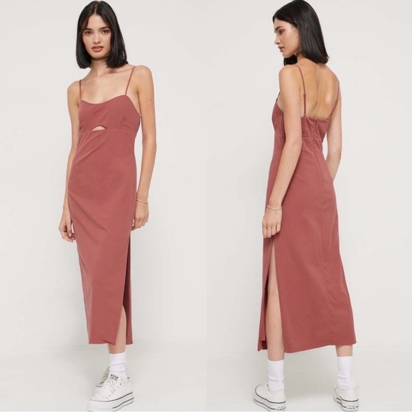 Abercrombie & Fitch Dresses & Skirts - Abercrombie & Fitch Mauve Slip Midi Dress with Side Slit, Size Medium Petite